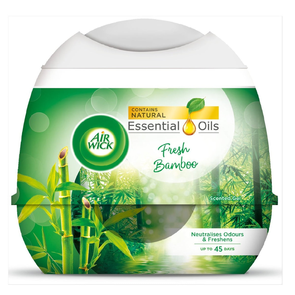 Air Wick Fresh Bamboo Scented Freshener Gel 180g | Contains Natural Essential Oils | Neutralises Odours and Freshens | Upto 45 Days