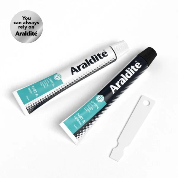 Araldite Multipurpose Crystal 2-Part Epoxy Adhesive Tubes Clear 15ml Pack of 2 ARA-400008 | Strong and Secure Hold | Sets in 5-Minutes | Long-lasting | Bonds Glass-Jewellery-Ceramics and More