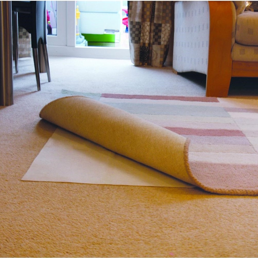 JVL Rug Safe Rug to Carpet Gripper Pad White 65cm x 95cm 07-098 | Non-Slip Rug Underlay | Prevents Movement and Curling | For Carpet Flooring | Trim to Fit