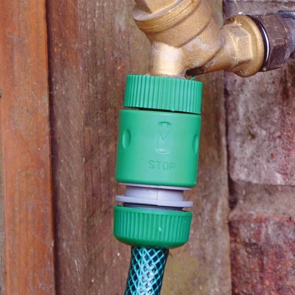 Kingfisher Gardening Female Water Stop Hose Connector Green 605SNCP | Snap-On Garden Hose Fitting | Universal Compatibility