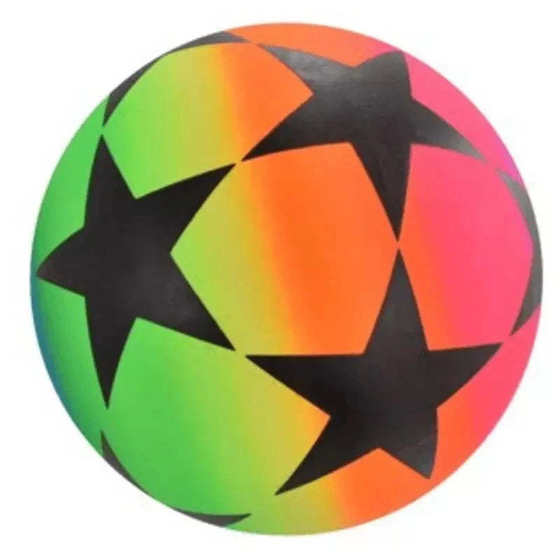 Kandytoys Large Stars Neon Ball Bouncy Ball Multicoloured 9-Inch TY1026 | Assorted Design | Balls with Star Patterns