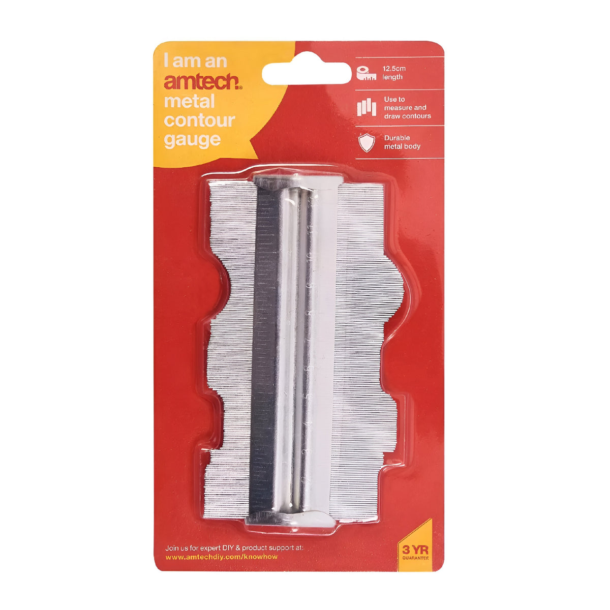 Amtech Professional Metal Contour Gauge Metallic Silver 5-Inch P3200 | Use to Measure and Draw Contours | Durable Metal Body