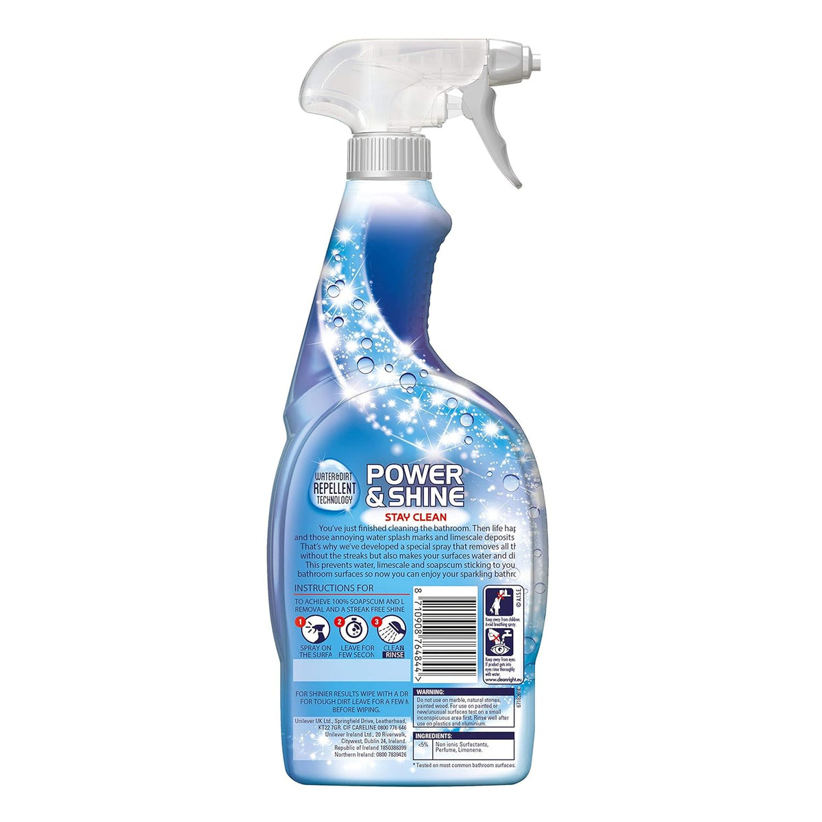 Cif Power and Shine Bathroom Cleaner Spray Multicoloured 700ml 75326 | Limescale and Soap Scum Remover | Streak Free Shine | Water and Dirt Repellent Technology