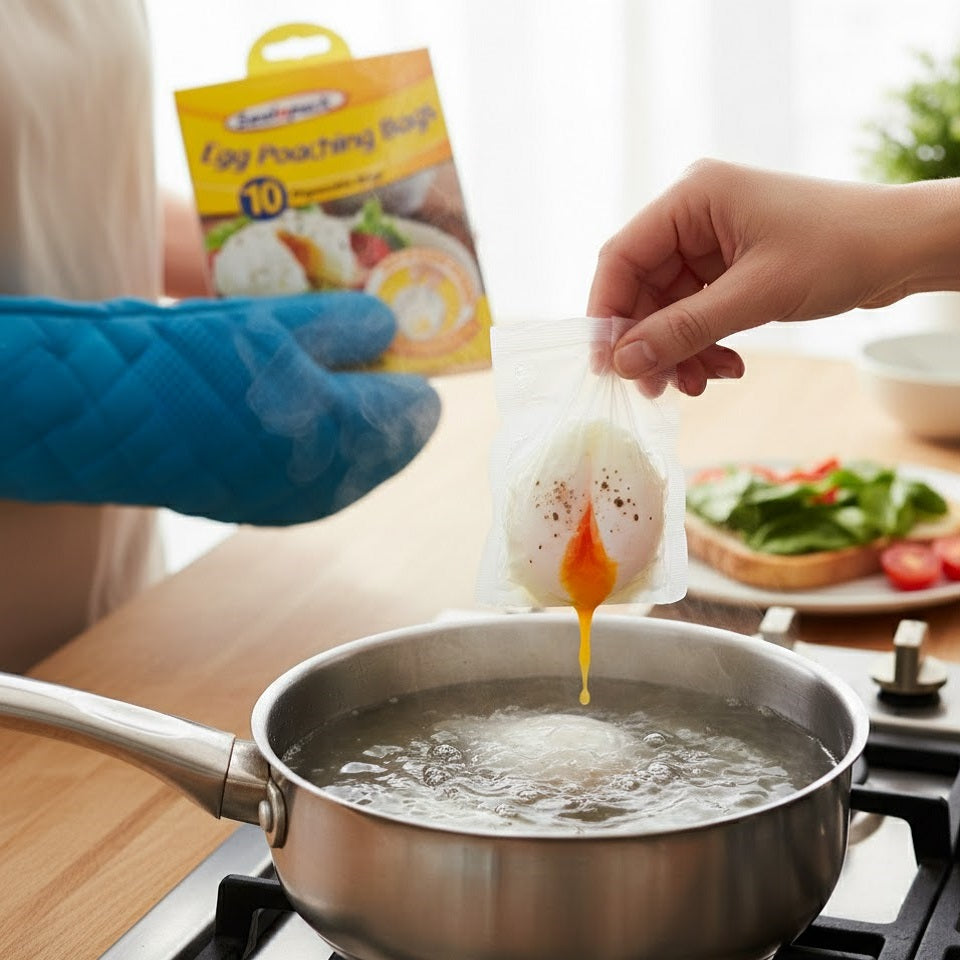 151 Sealapack Disposable Egg Poaching Bags Clear Pack of 10 SAP053 | Easy and Clean Cooking | Perfect Poaching | No Need for Butter-Oil or Vinegar