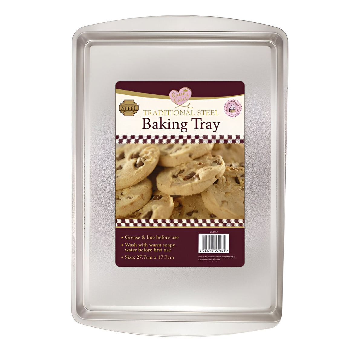 151 Queen of Cakes Non Stick Traditional Steel Baking Tray Silver 27.7cm x 17.7cm QC1153