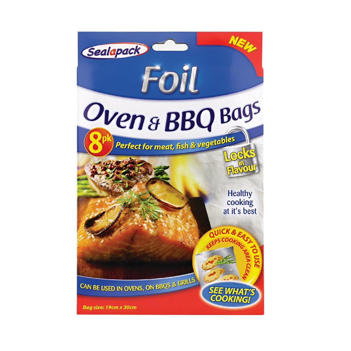 151 Sealapack Oven and BBQ Foil Bags Silver 19 x 30cm Pack of 8 SAP026 | Locks in Flavour | Quick and Easy to Use | Perfect for Meat-Fish and Vegetables | Can be Used in Ovens-on BBQS and Grills