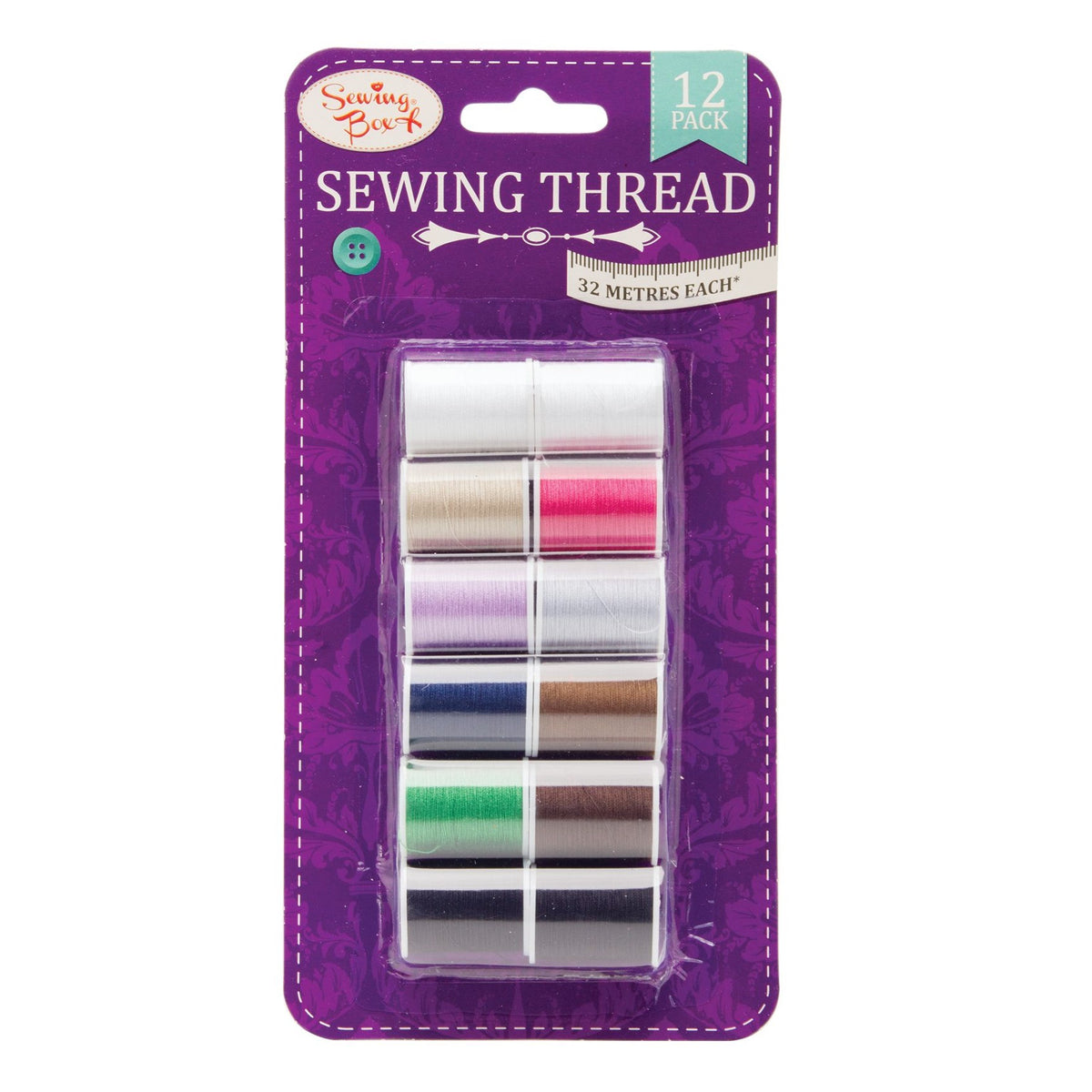 151 Sewing Box Sewing Thread Assorted Colours 32Mtr Pack of 12 SEW1079