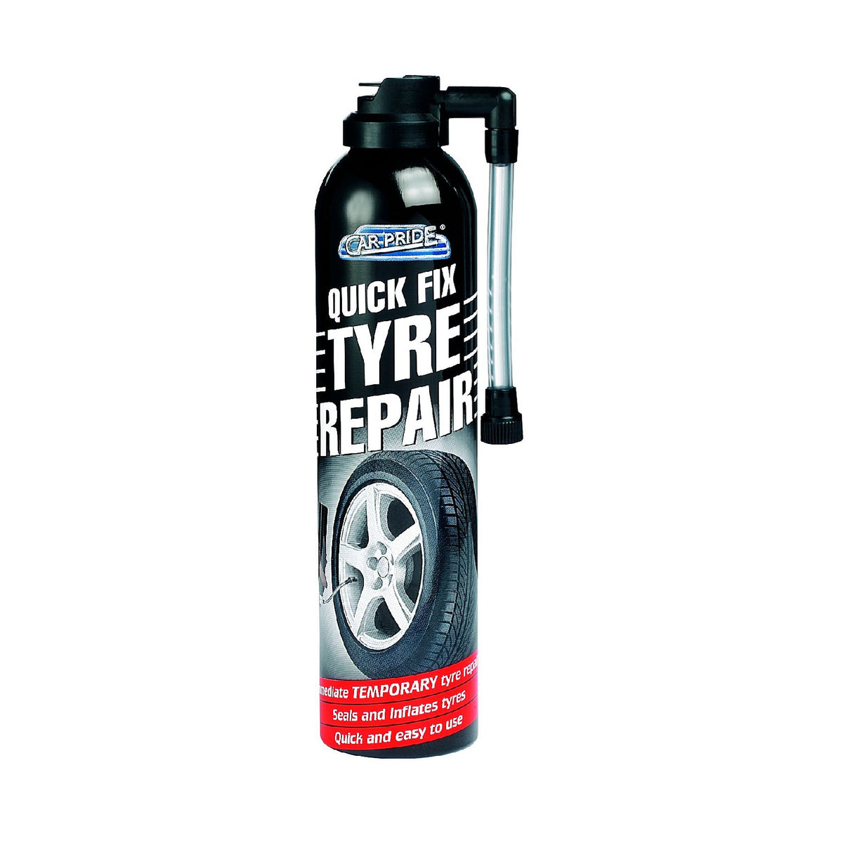 151 Car-Pride Quick Fix Tyre Repair Spray Clear 300ml | Immediate Temporary Tyre Repair | Seals Inflates Tyres | Quick and Easy to Use