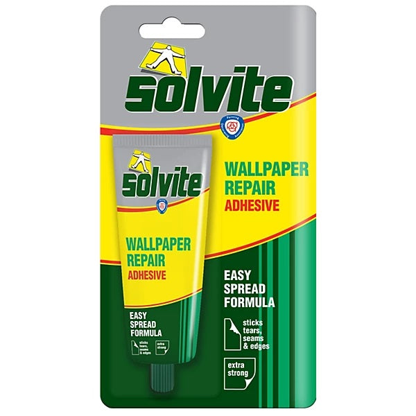 Solvite Wallpaper Repair Adhesive Multicoloured 56g 2713277 | Extra Strong | Paste for Tears-Seams and Edges | Easy Spread Formula