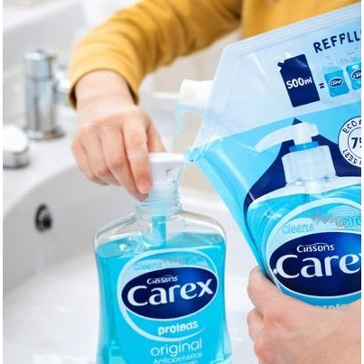 Carex Original Antibacterial Hand Wash Refill Blue 500ml 707826 | Protects Against Germs