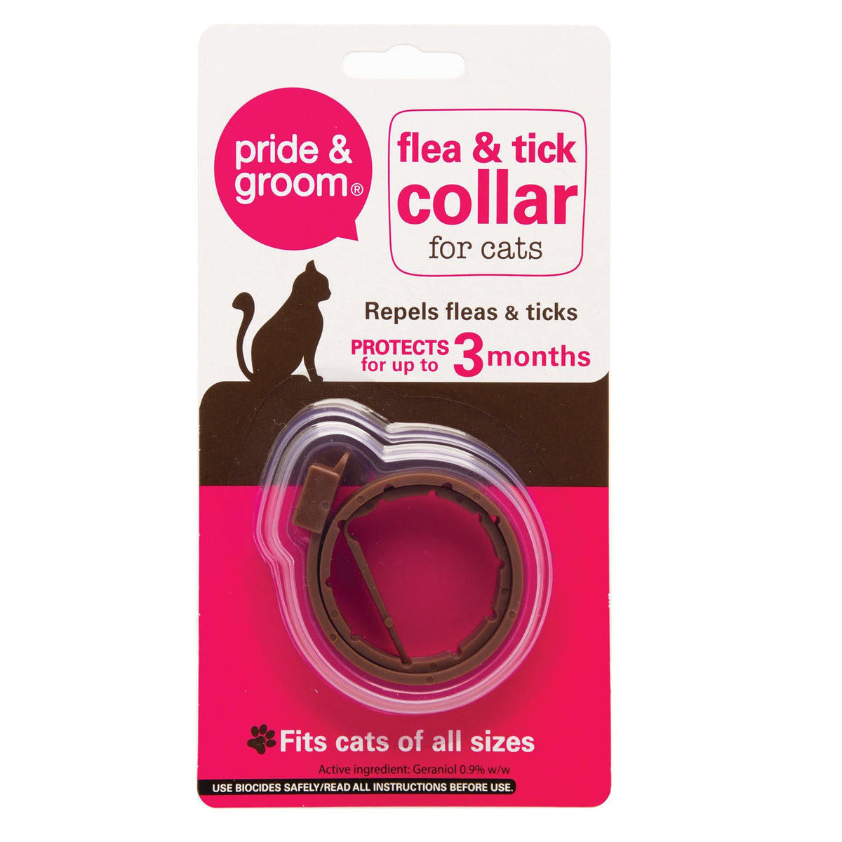151 Pride and Groom Flea and Tick Collar For Cats Brown PG008 | Repels Fleas and Ticks | Protects for upto 3 Months | Fits Cats of All Sizes