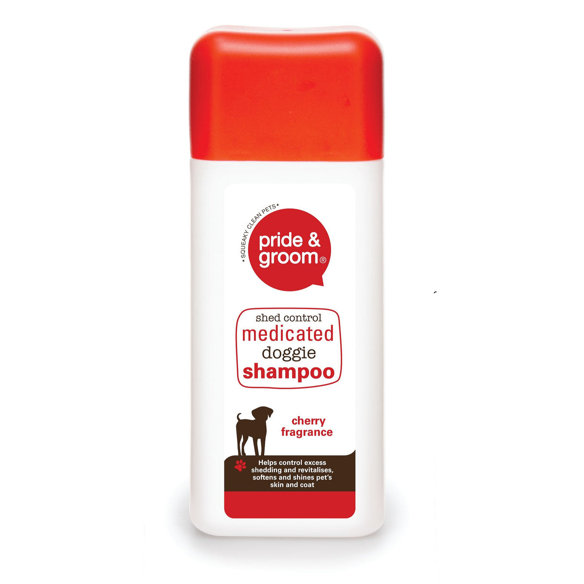 151 Pride and Groom Cherry Fragrance Shed Control Medicated Doggie Shampoo 300ml PG1008A | Helps Control Excess Shedding and Revitalises-Softens and Shines Pet Skin and Coat