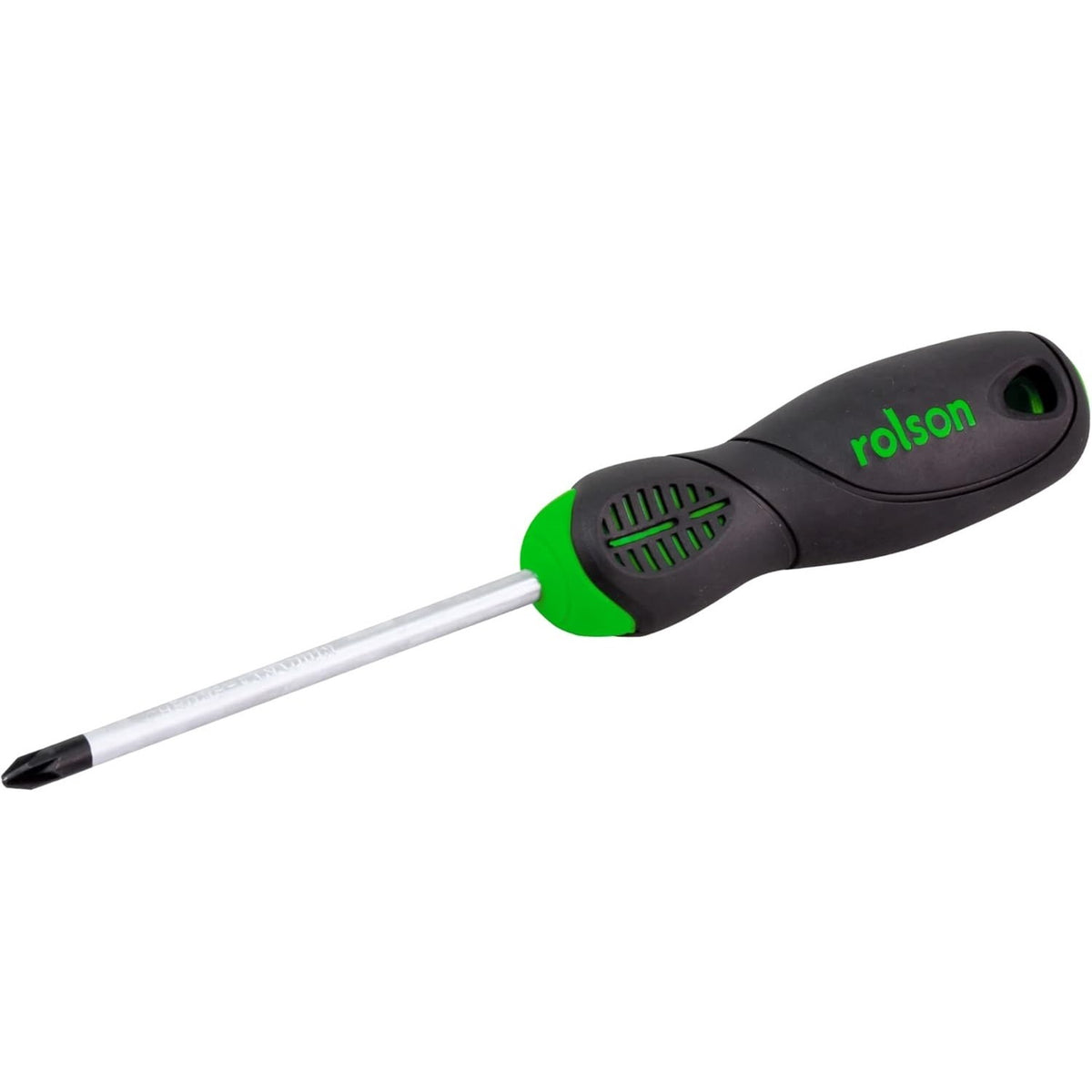 Rolson PZ2 Screwdriver Green and Black 100mm 29164 | Satin Finish Shaft | Chrome Vanadium Steel | With Magnetic Tip | Soft Grip Handle | For Electronics-Automotive Work and General Maintenance