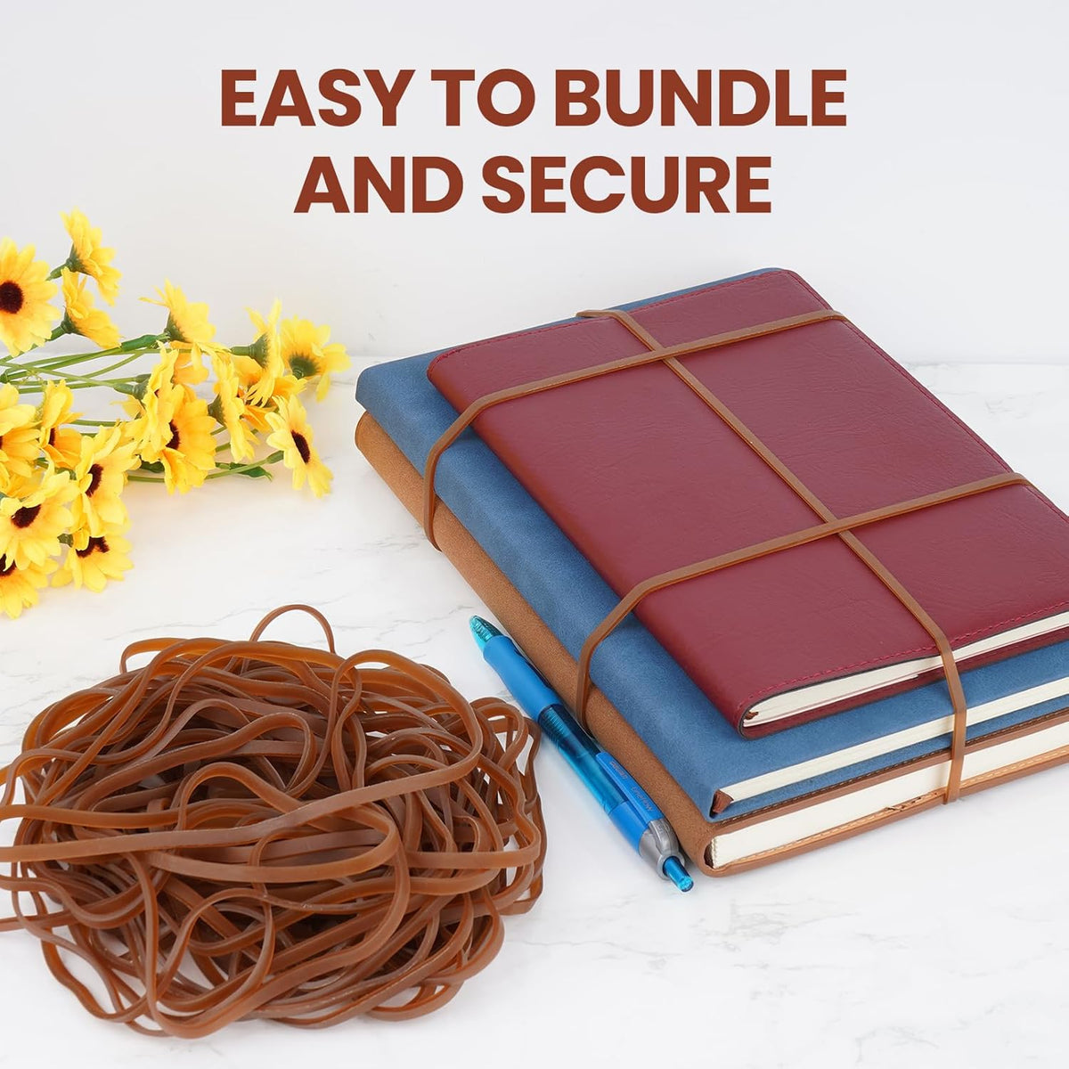 Anker Stationery Heavy Duty Elastic Bands Brown EBAN-3 | Strong Stretch Rubber Bands | For Office-School and Home Use
