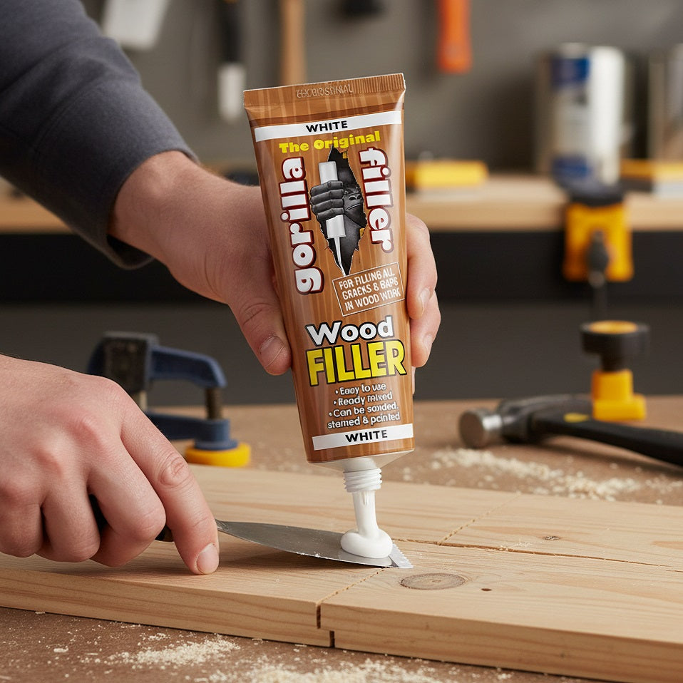 151 Gorilla Wood Filler Tube White 330g GF7 | For Filling All Cracks and Gaps in Wood Work | Easy to Use | Ready Mixed | Can be Sanded-Stained and Painted