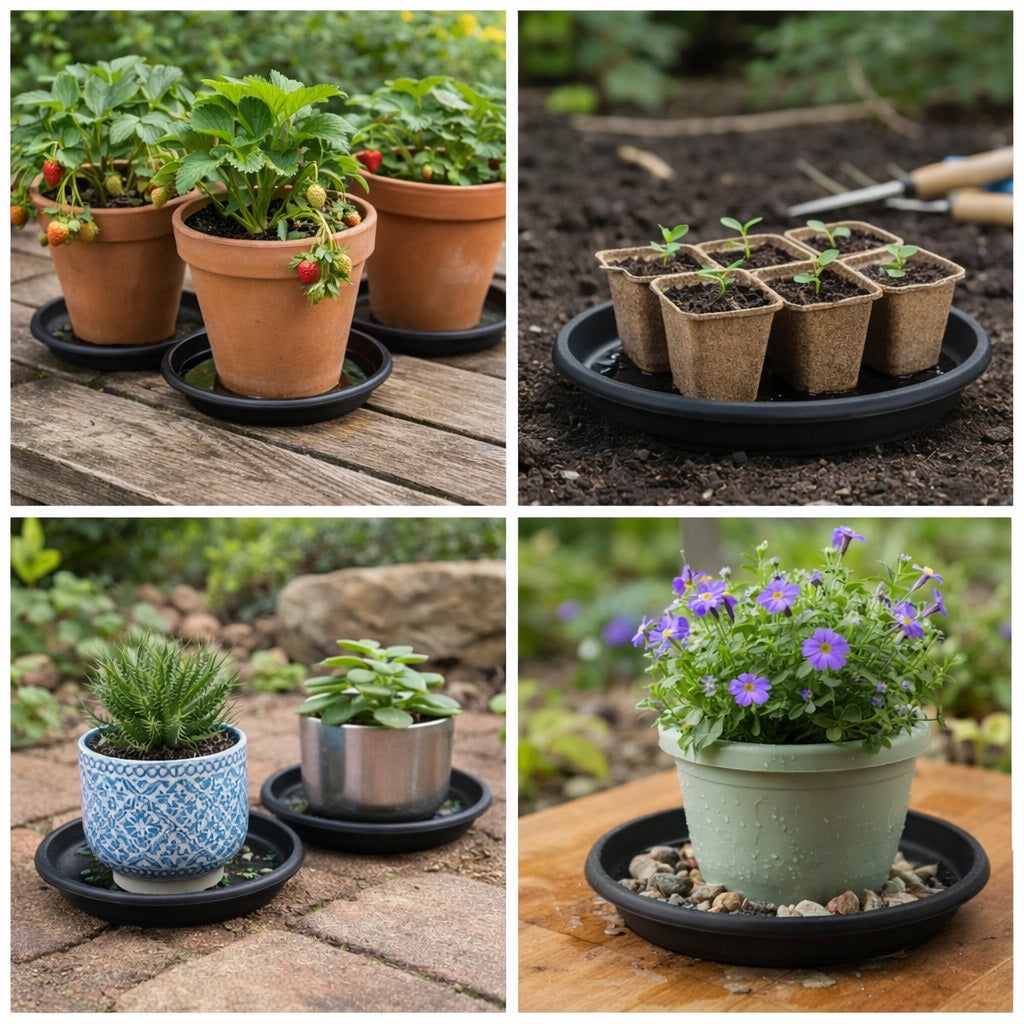 Whitefurze Saucer Black 20cm G020885 | Pot Tray | For Indoor Outdoor Use | Protects Floors and Surfaces