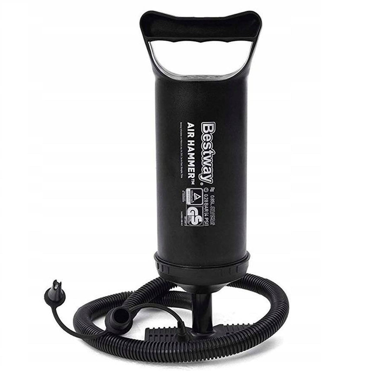 Bestway Air Hammer Manual Inflation Pump Black 12-Inch BW62002 | For Air Beds-Pools and Inflatables | Lightweight Portable Design | Includes Flexible Hose
