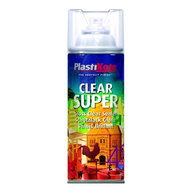 Plastikote High Gloss Finish Spray Super Clear 400ml PL11138 | Transparent Protective Sealer | For Wood-Metal and Crafts