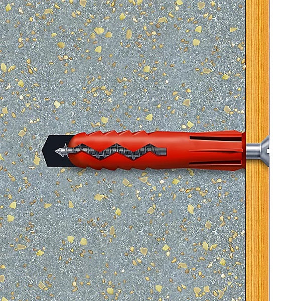 Plasplugs Super Grips Concrete and Brick Fixings Assorted Pack of 150 SAP505CC | 3 Sizes Wall Plugs | 5mm-6mm-7mm | Includes Drill and Screw Gauge | Easy Fix System