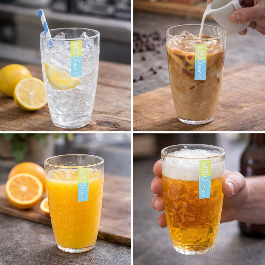 Bello Tall Glass Tumbler Dimple Range Clear Pack of 1 AM3201 | Textured Drinking Glass | For Water-Juice-Iced Coffee and Beer