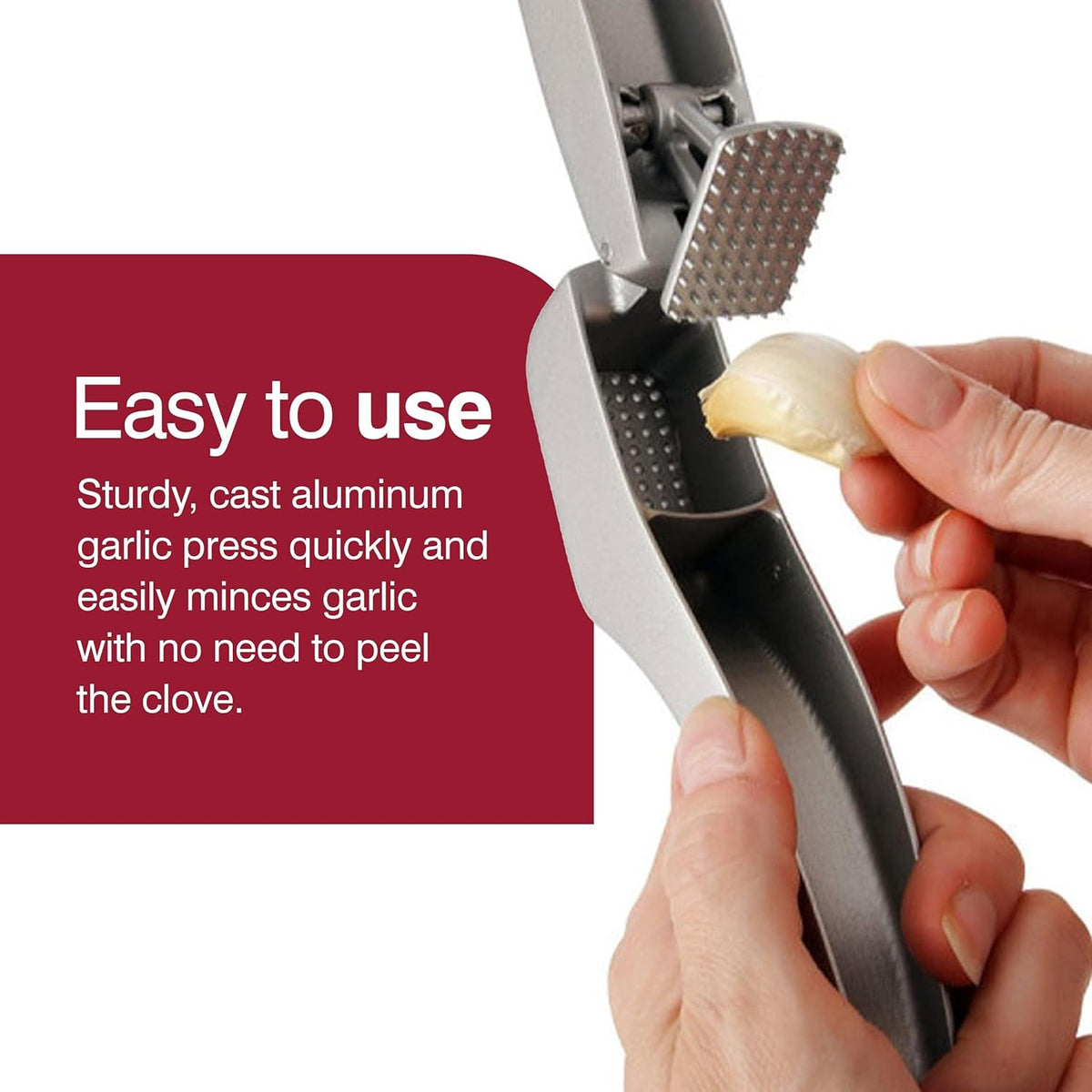 Zyliss Susi 3 Garlic Press Silver E12150 | No Peel | Large Hopper | Non-Stick Coating | Ergonomic Handle
