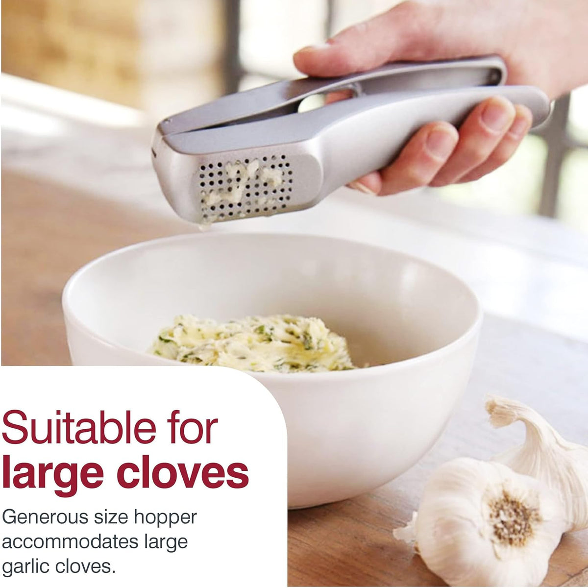 Zyliss Susi 3 Garlic Press Silver E12150 | No Peel | Large Hopper | Non-Stick Coating | Ergonomic Handle