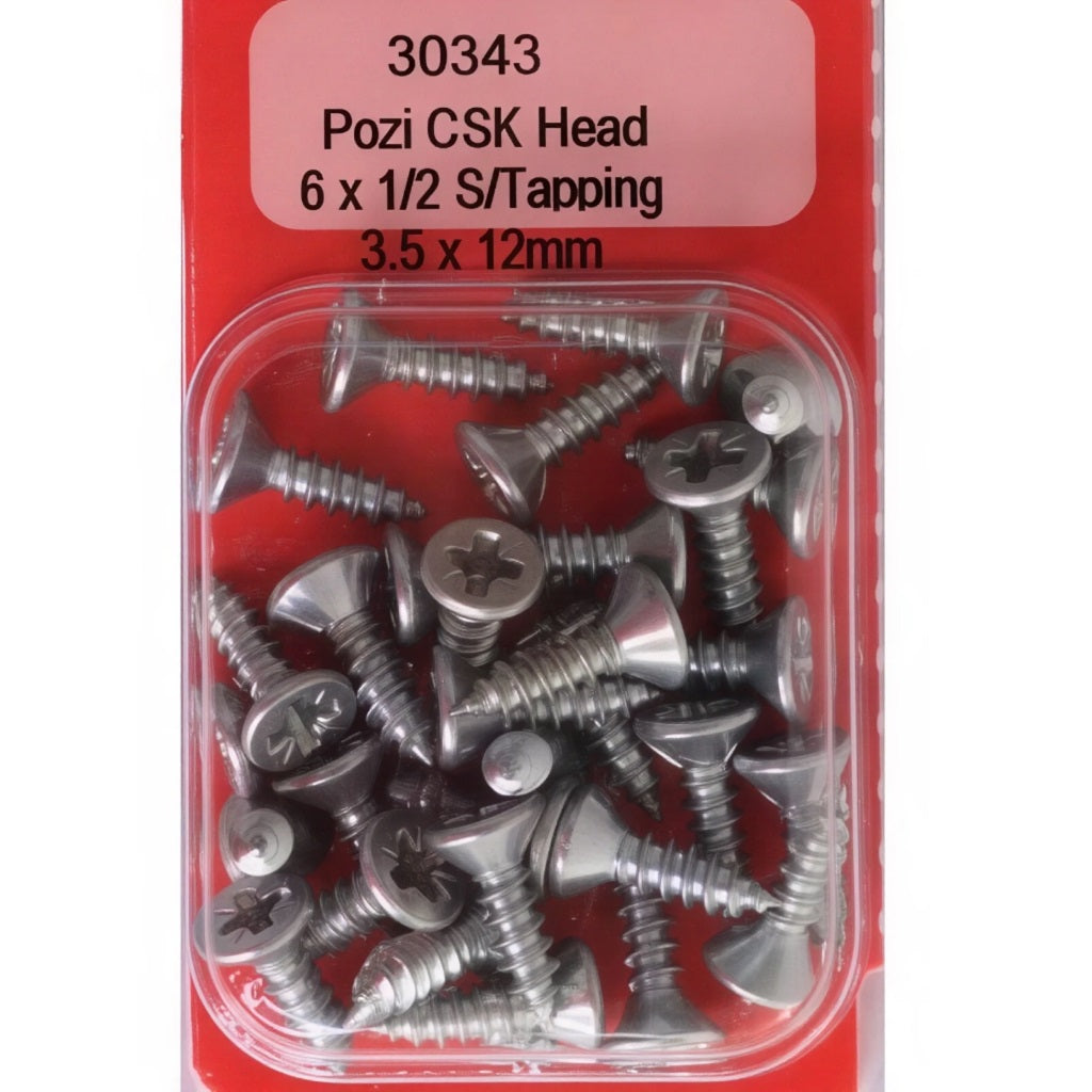 Bulk Hardware Self-Tapping Pozi Drive Countersunk Woodscrews Bright Zinc Plated 6-Inch x 1-2-Inch 30343