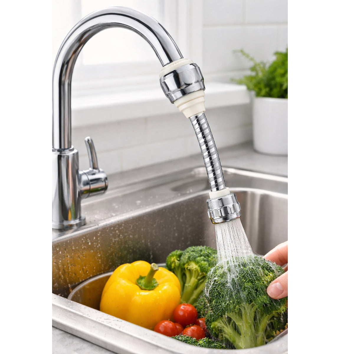 Excellent Houseware Water Economizer Chrome Plated 14cm 157213 | Water Saver | Flow Reducer | Water Regulator