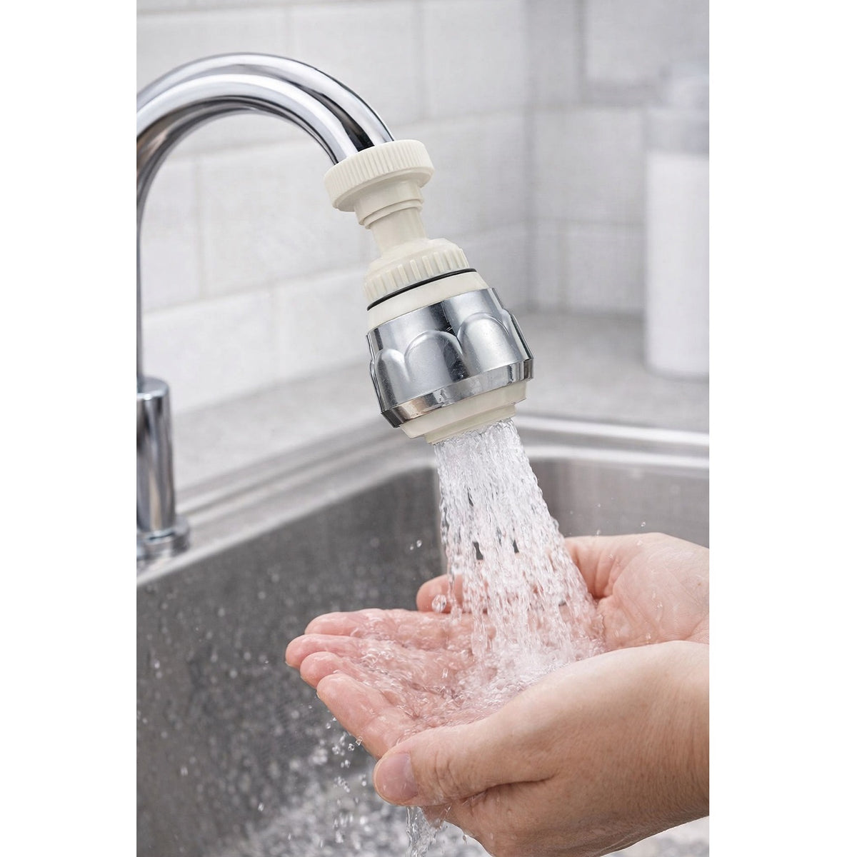 Excellent Houseware Water Economizer Chrome Plated 151971 | Water Saver | Swivel Faucet Attachment | 360 Degree Swivel | Water Flow Controller
