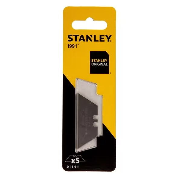 Stanley Original Utility Knife Blades Metallic Grey Pack of 5 0-11-911 | Heavy Duty Replacement Blades | Sharp Carbon Steel Blades