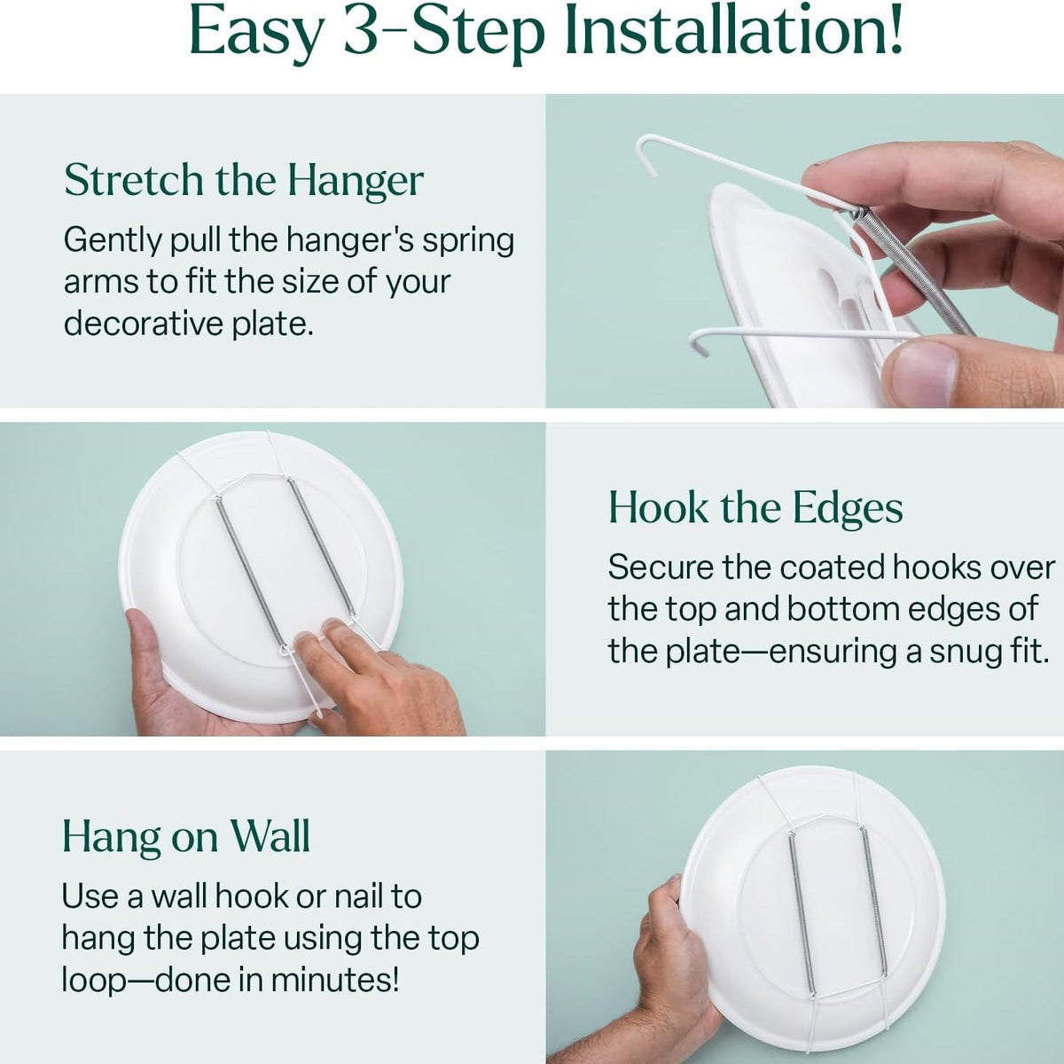 Bulk Hardware Plate Hanger Size 3 Assorted FB404 | Stainless Steel Plate Holder | Adjustable Dish Display Stand | Secure Grip Design