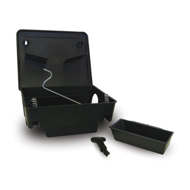 Racan Rodent Rat Bait Box Station Black BETA6 | Durable Plastic Rodent Control Trap | Indoor-Outdoor Use