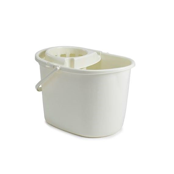 Whitefurze Plastic Deluxe Mop Bucket with Removable Wringer Silver 15Ltr H33072 | With Carry Handle | Household Floor Cleaning Essential | Integral Pouring Spout | Washing Bucket | Housekeeping Bucket | Squeeze Wringer Bucket | Mop Pail