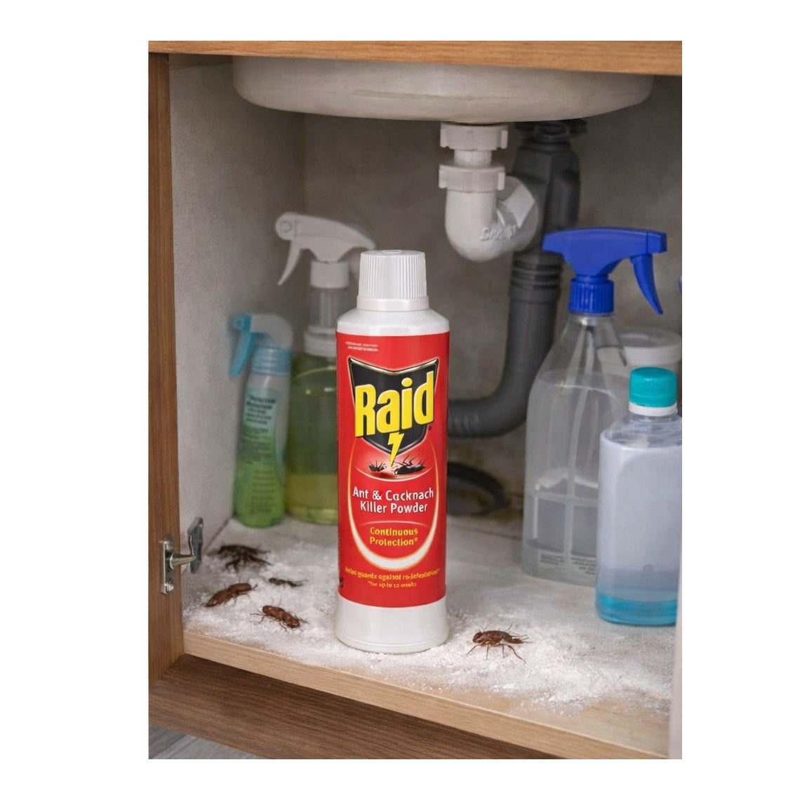 Raid Ant and Cockroach Killer Powder Red and White 300g 85222 | Continuous Protection | Up to 12 Weeks | Guards Against Re-infestation | Long Lasting Pest Control | Home Pest Defence Powder
