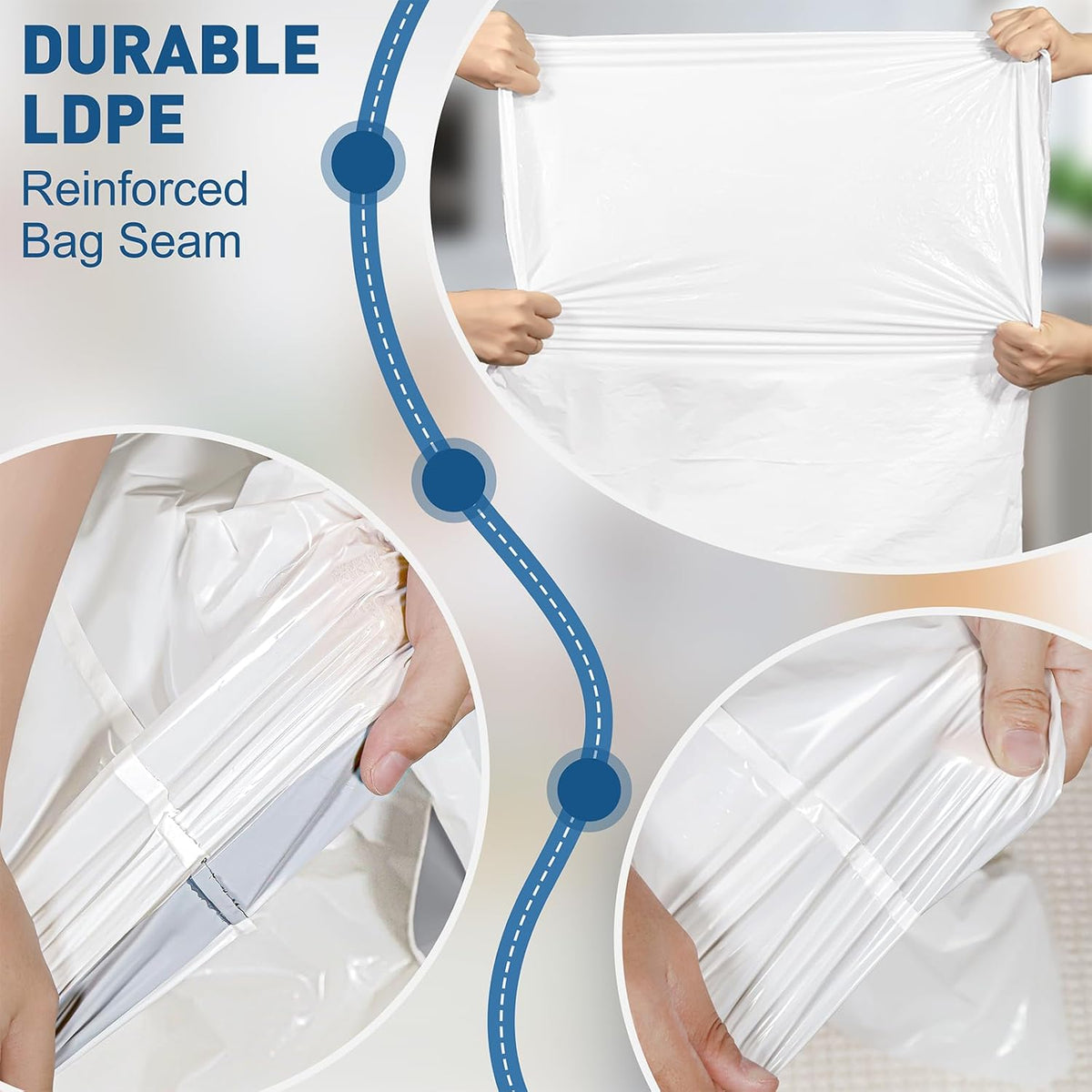 Degradable Swing Bin Liners White 59cm x 76cm Pack of 15 10803 | Heavy Duty Trash Bags | Rim-118cm | Garbage Bags for Kitchen and Office Bins | Strong and Leak Resistant Bins
