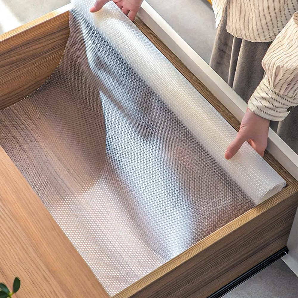 Adorn PVC Drawer Liner Roll White 30cm x 100cm AE002A | Non Slip Protective Shelf and Cabinet Mat | Cabinet Liner Roll | Kitchen Drawer Liner | Cabinet Shelf Mat Roll