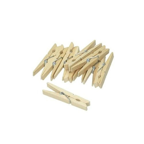 Natural Wooden Multipurpose Clothes Pegs Beige Pack of 36 RD7317 | With Strong Metal Spring | For Indoor Outdoor Use | Laundry and Craft Clips