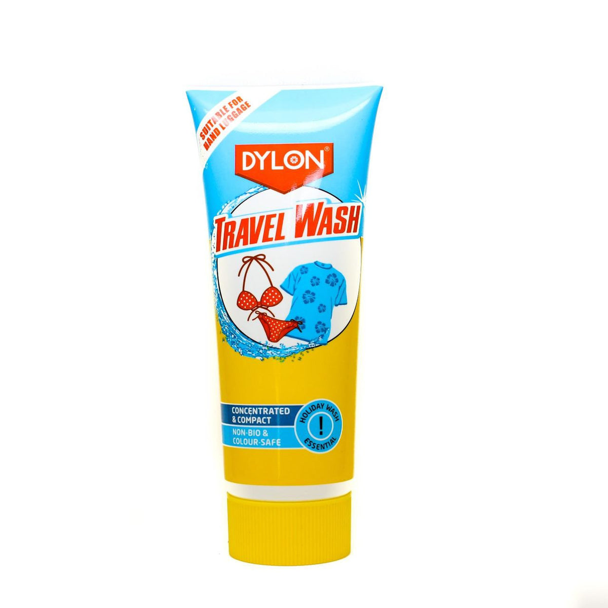 Dylon Travel Wash Liquid Detergent Multicoloured 75ml 2044274 | Concentrated and Compact | Non-Bio and Colour Safe | Holiday Wash Essential | For hand Luggage | Fabric Cleaner | Hand Wash Liquid