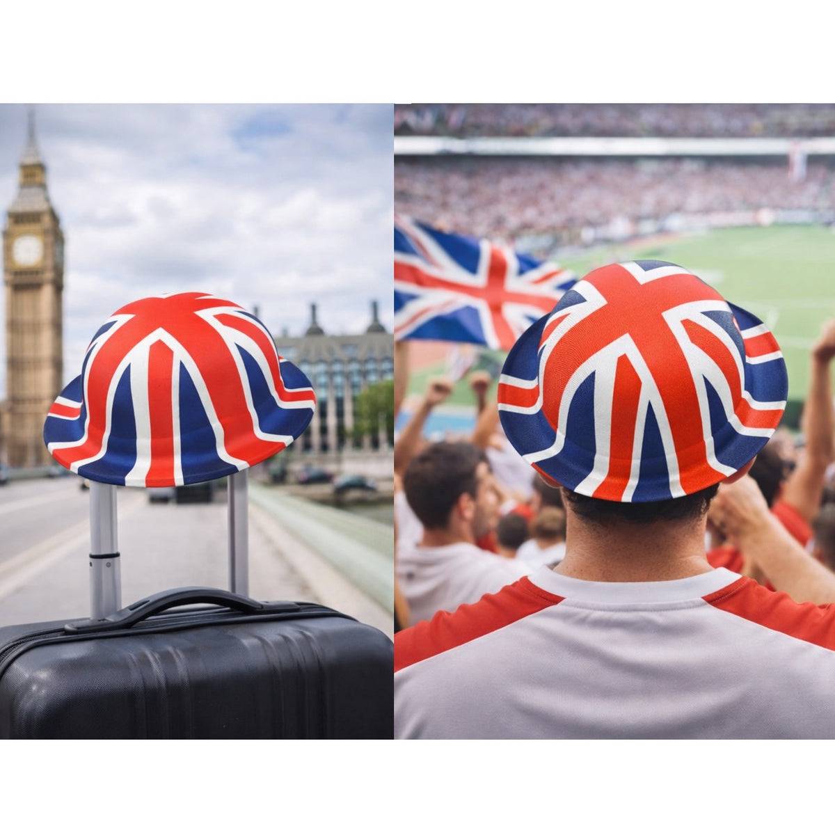Henbrandt Union Jack Plastic Bowler Hat Multicoloured H23002 | British Flag Novelty Party Hat | For Events and Celebrations | Lightweight Hat