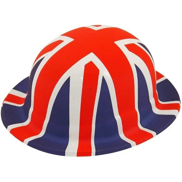 Henbrandt Union Jack Plastic Bowler Hat Multicoloured H23002 | British Flag Novelty Party Hat | For Events and Celebrations | Lightweight Hat