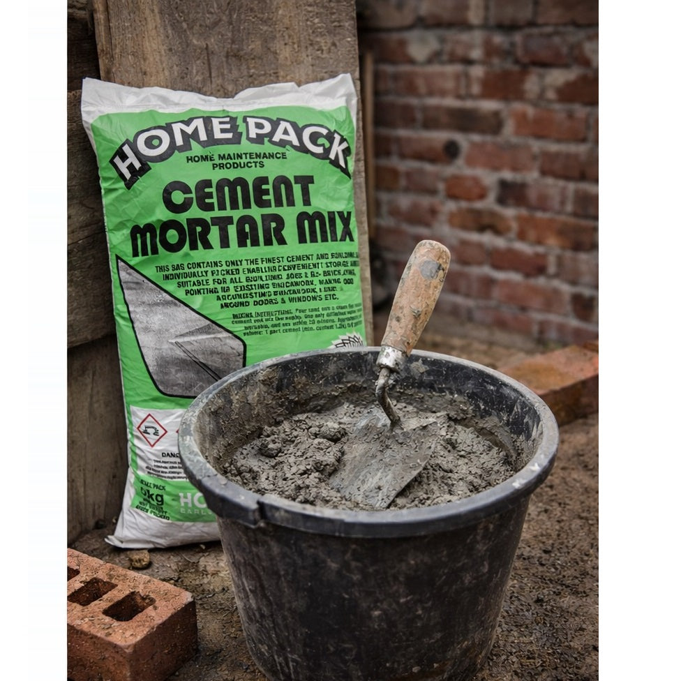 Home Pack Cement Mortar Mix Multicoloured 5Kg HOM5KGMM | Ready Mix Building Sand and Cement Blend | For Bricklaying-Pointing and General Masonry Repairs | Home Maintenance Product
