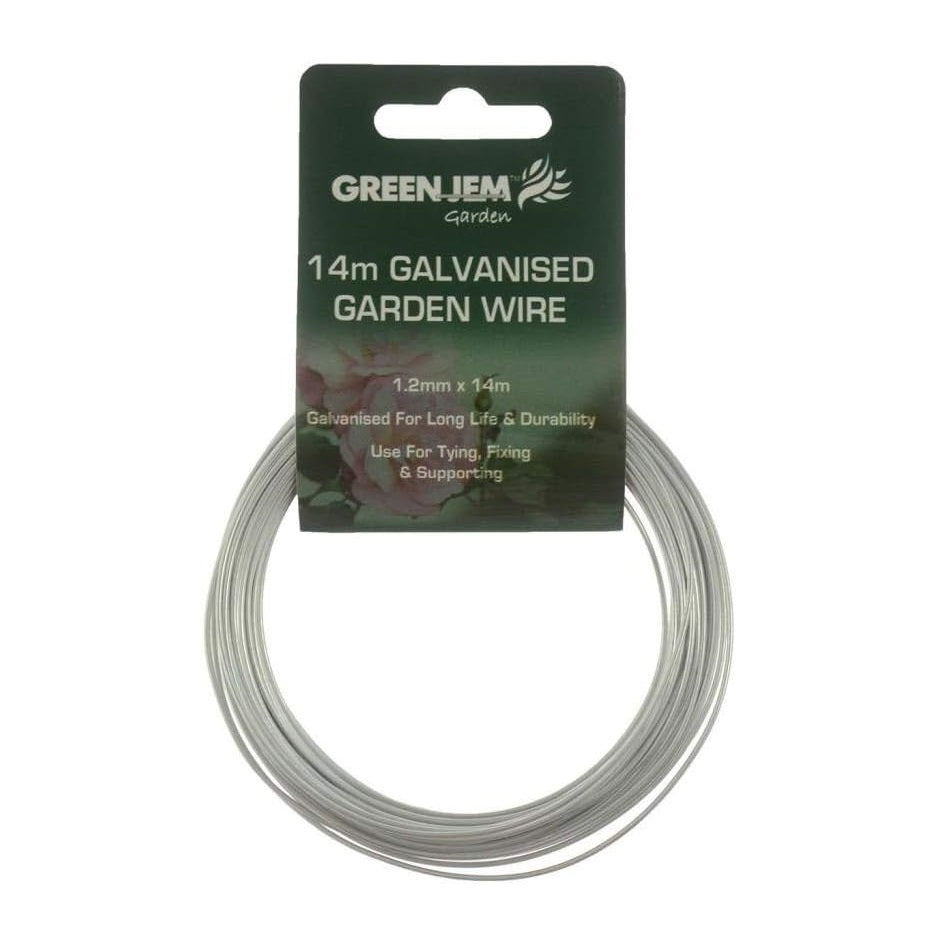 Green Jem Galvanised Garden Wire Silver Finish 14Mtr x 1.2mm GSGW14 | Heavy Duty Plant Support Wire | For Tying-Fixing and Securing Outdoor Gardening Use