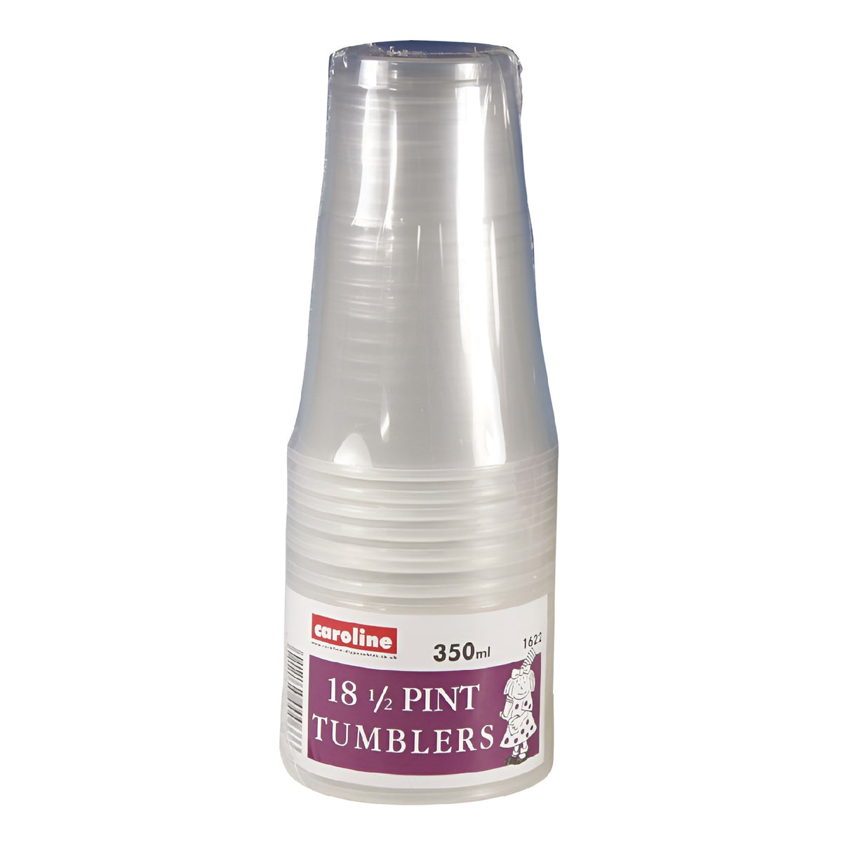 Caroline Plastic Tumblers Clear Half Pint 300ml Pack of 18 1622