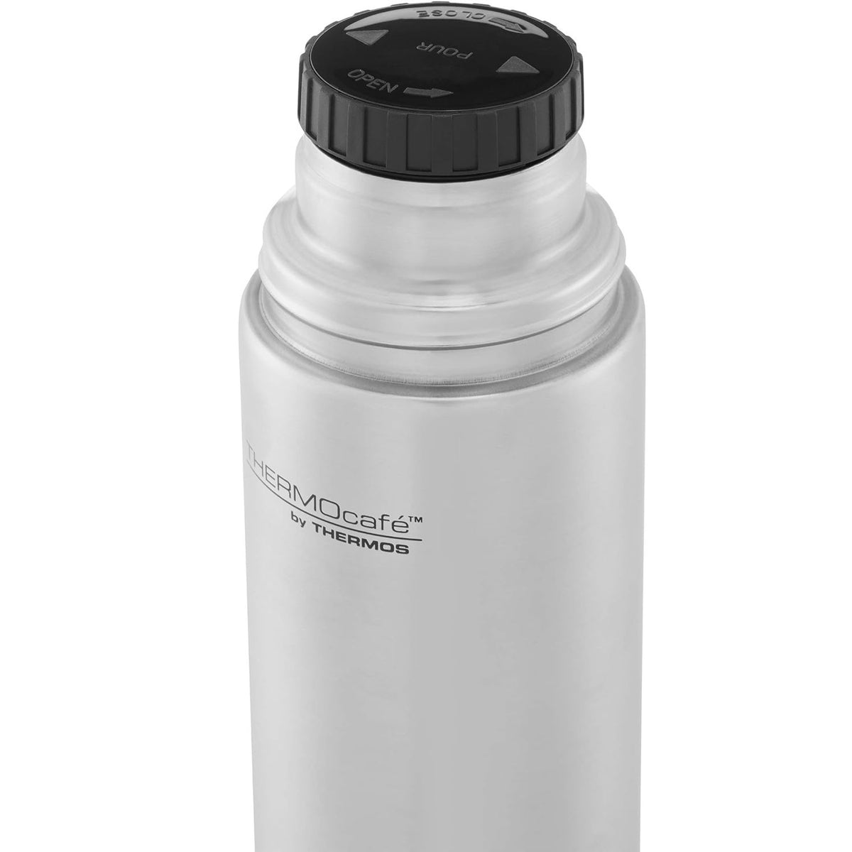 ThermoCafe by Thermos Stainless Steel Vacuum Insulated Flask Metallic Grey 24cm x 9cm 0.5Ltr 181109 | Double Wall Thermal Bottle | With Screw Lid and Cup | Hot and Cold Beverage Thermos | Keeps Warm for 8Hr | Cold for 12Hr