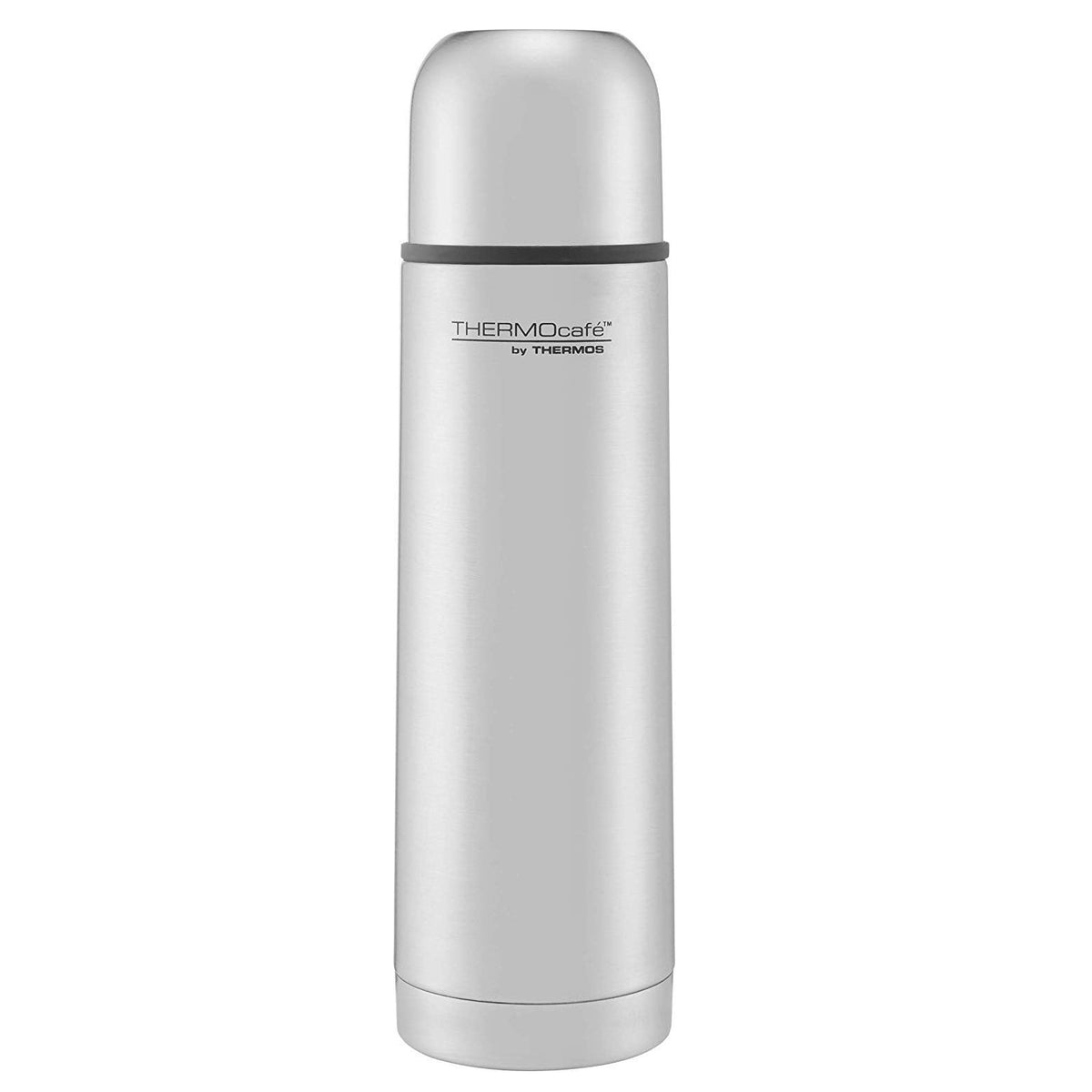 ThermoCafe by Thermos Stainless Steel Vacuum Insulated Flask Metallic Grey 24cm x 9cm 0.5Ltr 181109 | Double Wall Thermal Bottle | With Screw Lid and Cup | Hot and Cold Beverage Thermos | Keeps Warm for 8Hr | Cold for 12Hr
