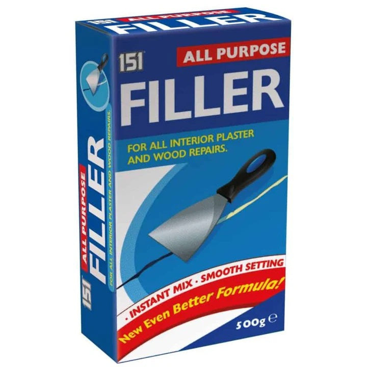 151 All Purpose Filler White 500g 00402B | Interior Plaster and Wood Repair Filler | Instant Mix Smooth Setting Formula | Multi-Surface Interior Repair Filler