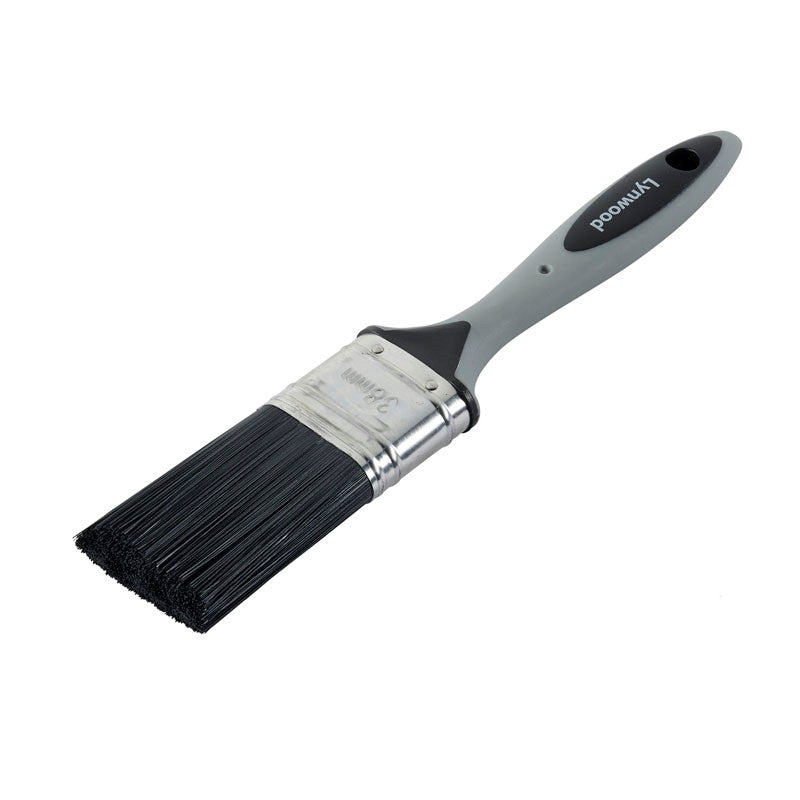 Lynwood No Bristle Loss Paint Brush Grey and Black 1.5-Inch BR992 | Synthetic Filament with Ergonomic Handle | Professional Synthetic Brush | Shedding Paint Brush