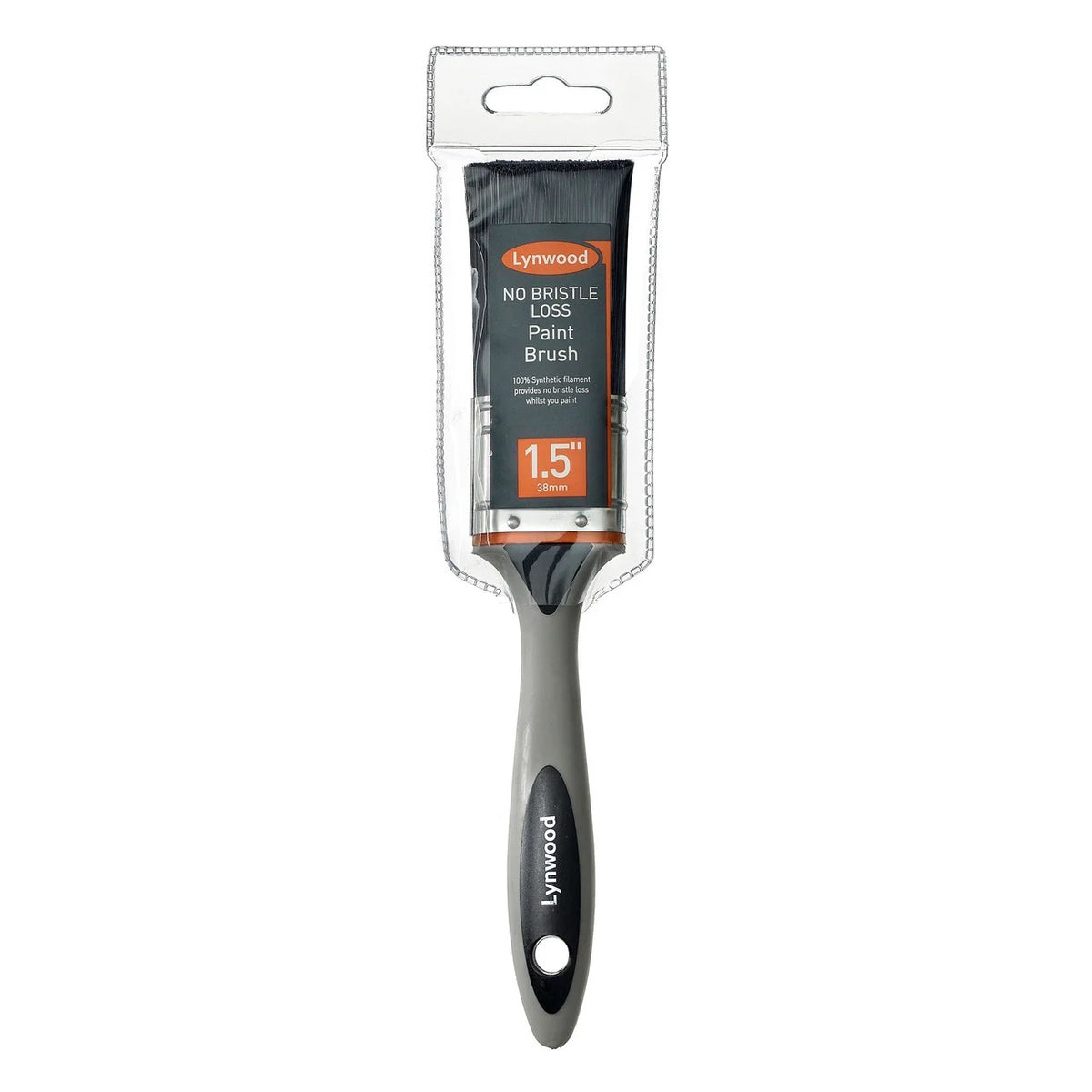 Lynwood No Bristle Loss Paint Brush Grey and Black 1.5-Inch BR992 | Synthetic Filament with Ergonomic Handle | Professional Synthetic Brush | Shedding Paint Brush