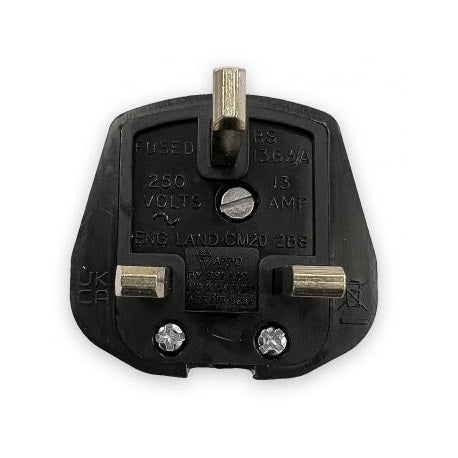 Dencon 13Amp 3 Pin Rubber Plug Black 6283B | Manufactured to British standards | Plugs and Sockets | 13A