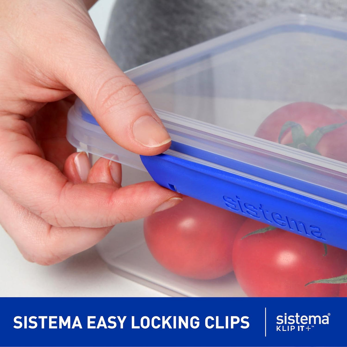 Sistema Klip It Storer with Secure Locking Lid Box Clear 7Ltr 1870 | With Blue Clips | Food Storage Container | Airtight Kitchen Storage